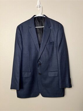 Ralph Lauren Blue Glen Plaid Sport Coat Blazer 42L Silk Wool Two Button Mens
